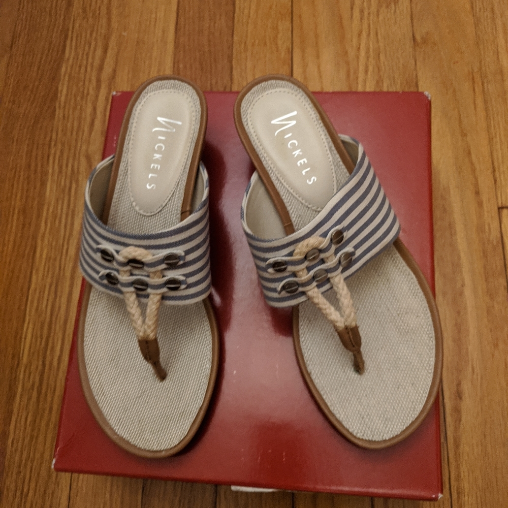 Wedge Espadrille Thong Beachy Sandal New Size 6